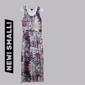 NEW! NINA LEONARD MAXI DRESS - Faded Summer Tribal pattern - New w/tags! - Small